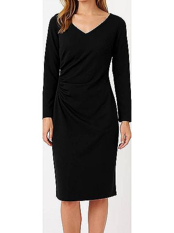 Etcetera V-Neck Side Scrunch Dress in Black (view 2)