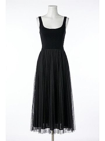 Elan Tulle Skirt Midi Dress in Black (view 1)