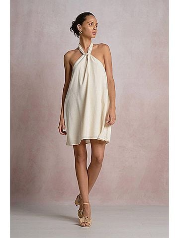 Elan Women's Lucia Halter Dress in Beige (view 2)