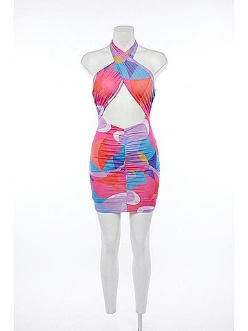 Hot & Delicious Criss Cross Dress in Pink, Red, Blue, Purple, Yellow (view 1)