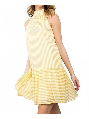 THML Colette Drop Waist Dress in Yellow &amp; White (view 2)