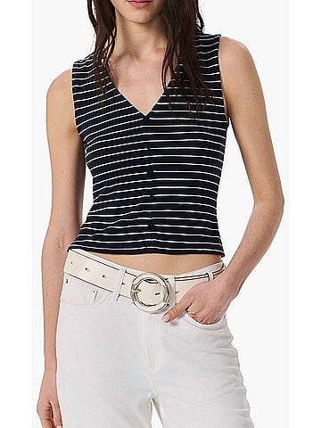 Rag & Bone Striped Button Knit Blouse in Navy Stripe (view 2)