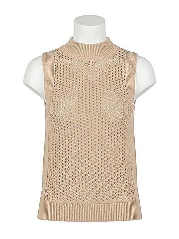 Elan Shayla Knit Tank Top in Sand (view 1)