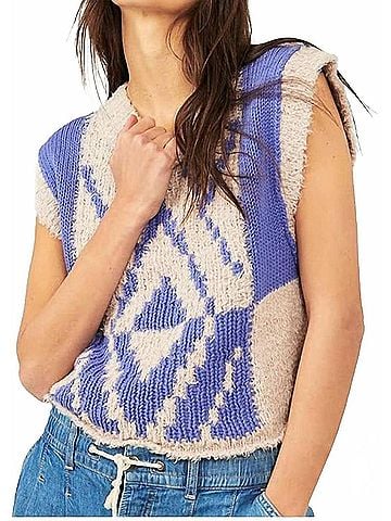 Free People Diamonds For Days Vest in Blue Moon Combo (view 2)