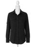 Bobi Solid Black Pocket Button Front Shirt in Muted Black Size S - photo 1