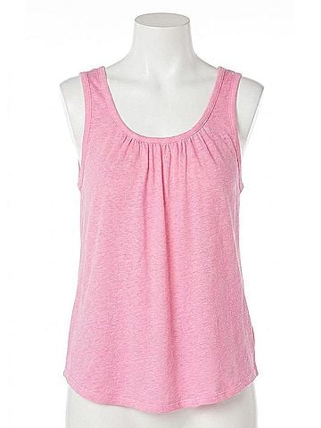 Bobi Shirred Tank Top in Bright Pink (view 1)
