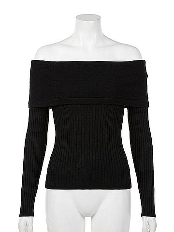 Line & Dot Lea Off Shoulder Top in Black (view 1)