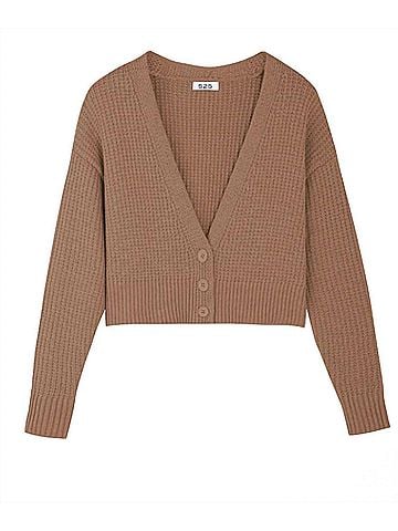 525 America Women's Jenny Cropped Button Front Cardigan in Cinnamon (view 1)