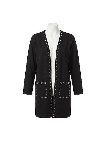 Coco + Carmen Aubree Long Cardigan in Black (view 1)