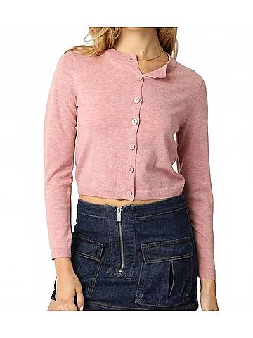 Olivaceous Rhodes Knit Cardigan in Dusty Blush (view 2)