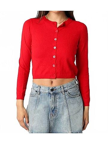 Olivaceous Rhodes Knit Cardigan in Red (view 2)