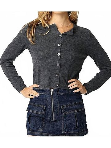Olivaceous Rhodes Knit Cardigan in Charcoal (view 2)