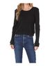 Bobi Solid Black Crewneck Pullover Cable Knit in Black Size M - photo 2
