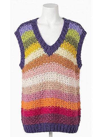 Listicle Striped Knit Sweater Vest in Purple Stripe (view 1)