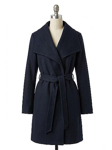 Elie Tahari Wool Ella Wrap Coat Jacket Outerwear in Teal (view 1)