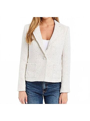Drew Eda Boucle Blazer in Ivory (view 2)