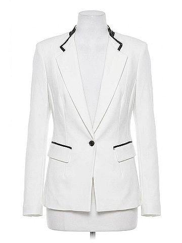 Peter Nygard Long Sleeve Button Front Blazer in White (view 1)
