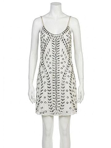 Parker Hayden Metallic Sequin Mini Dress in White (view 1)