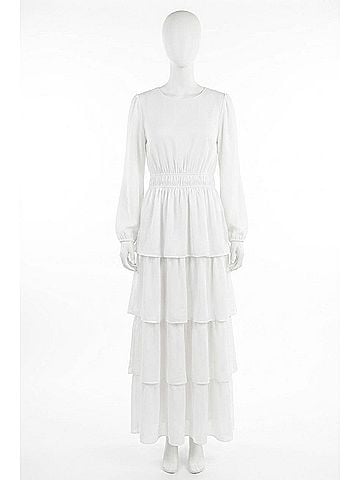 Tea n Rose Tiered Maxi Dress in White (view 1)