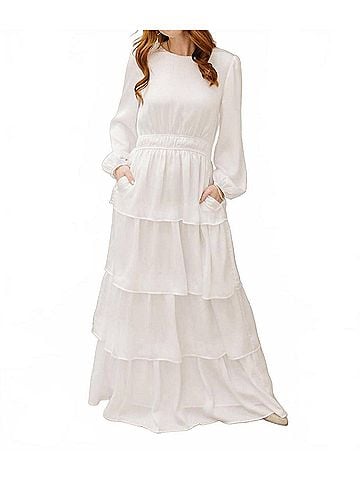 Tea n Rose Tiered Maxi Dress in White (view 2)