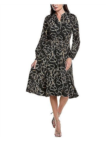 Tahari Chain Belt Dress in Black/Gold (view 2)