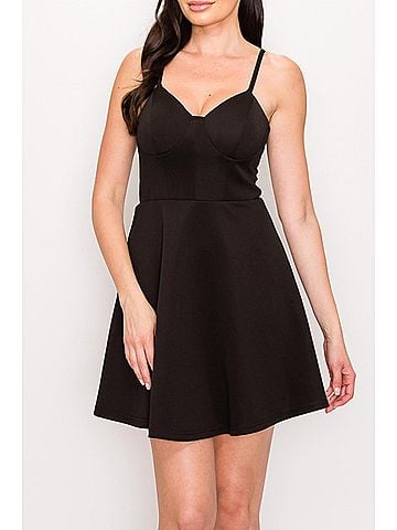 Privy Lace Fit And Flare Mini Dress in Black (view 2)
