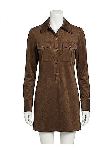 Ramy Brook Maria Long Sleeve Dress in Coffee (view 1)