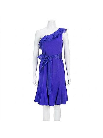 Nue by Shani Ruffle One Shoulder Dress in Plum (view 1)
