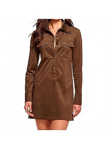 Ramy Brook Maria Long Sleeve Dress in Coffee (view 2)