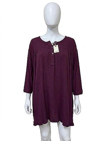 Umgee Women's Fray Hem Dress in Burgundy (view 1)