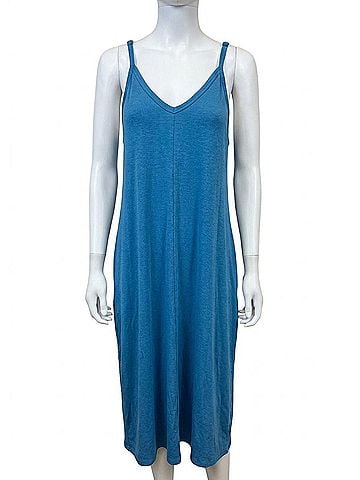 Zenana Women's Spaghetti Strap Long Tee Dress in Teal (view 1)