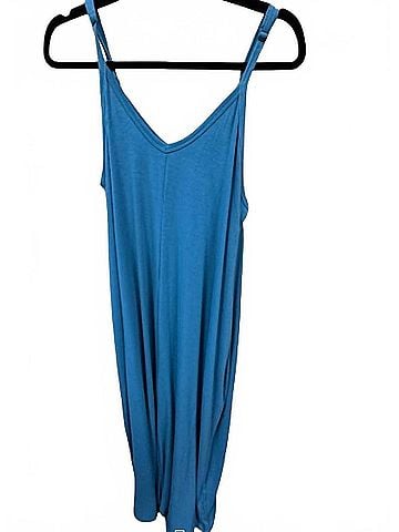 Zenana Women's Spaghetti Strap Long Tee Dress in Teal (view 2)