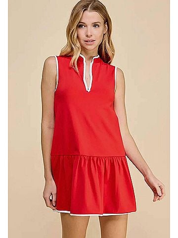 TCEC Working On My Serve Tennis Dress in Red (view 2)