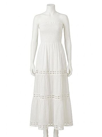Elan Turks Strapless Maxi Dress With Crochet Detail in White (view 1)