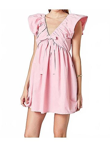 Endless Rose Sydney Combo Bow Mini Dress in Pink (view 2)