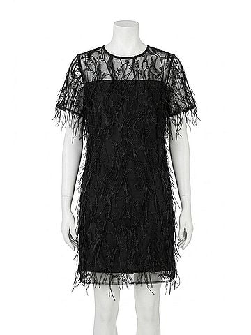Milly Rana Feather Dress in Black (view 1)