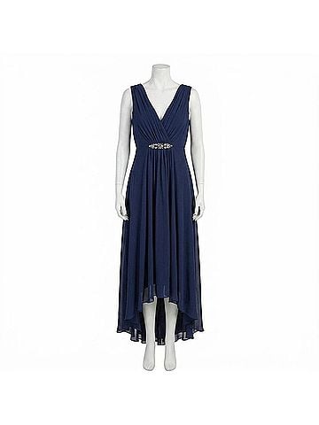 Eliza J Chiffon Maxi Gown Dress in Navy (view 1)