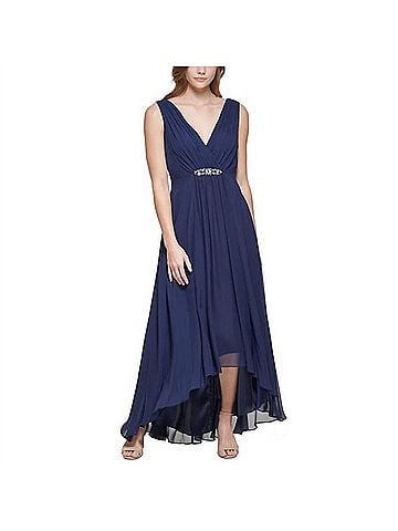 Eliza J Chiffon Maxi Gown Dress in Navy (view 2)