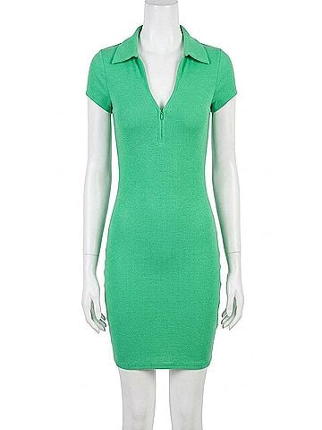 Hot & Delicious Collared Dress in Green (view 1)