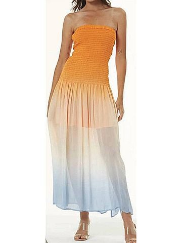 Young Fabulous & Broke Brenen Midi Dress in Kumquat Ombre (view 2)