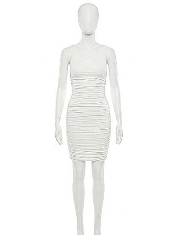 Hot & Delicious Daniella Ruched Mini Dress in Ivory (view 1)
