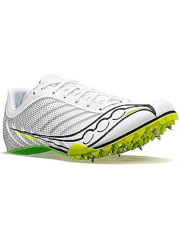 Saucony Women's Spitfire 5 Spike Shoes in White Slime (view 2)