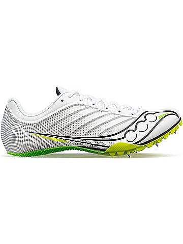Saucony Women's Spitfire 5 Spike Shoes in White Slime (view 1)