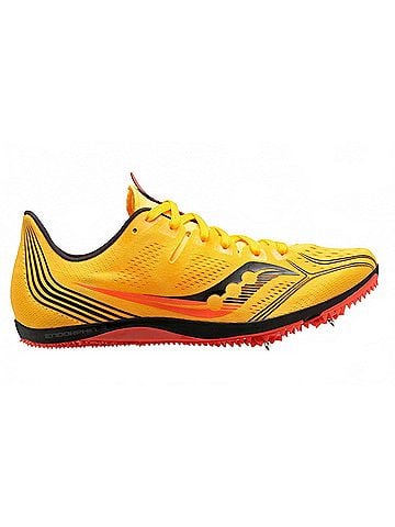 Saucony Women's Endorphin 3 Track Spike Shoe in 16 - Vizi Gold / Vizi Red (view 1)