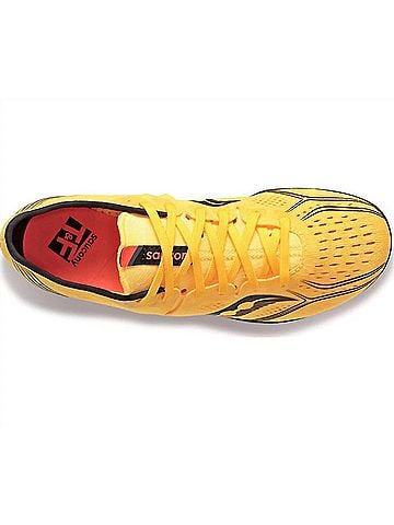 Saucony Women's Endorphin 3 Track Spike Shoe in 16 - Vizi Gold / Vizi Red (view 2)