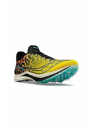 Saucony Women's Endorphin Cheetah Sprint Spike Shoes in 85 - Black/Vizi (view 2)