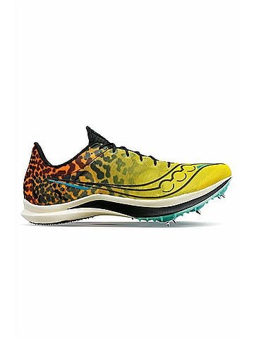 Saucony Women's Endorphin Cheetah Sprint Spike Shoes in 85 - Black/Vizi (view 1)