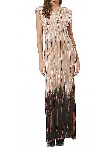 Young Fabulous & Broke Mackenzie Muscle Tee Dress in Nut Bamboo Ombre (view 2)