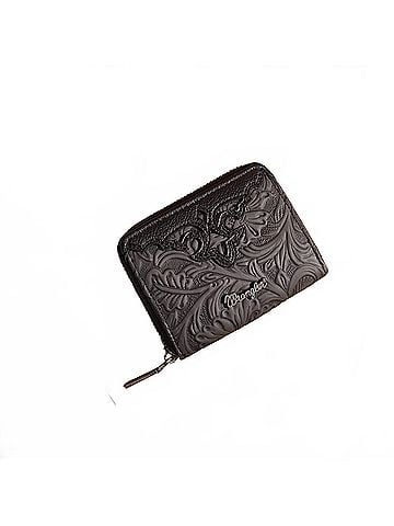 Wrangler Jeans Co Tooled Zip-Around Wallet in Black (view 1)
