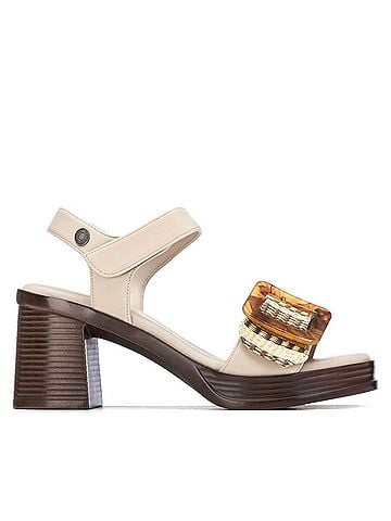 Refresh Women's Mid Heel Strap Sandals in Beige (view 1)